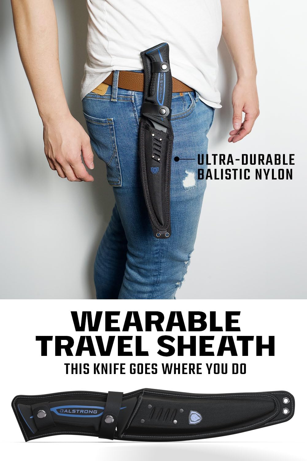 Dalstrong Fillet Knife-Night Shark Series 7”-High Carbon Steel-Titanium Coated Blade-Sharp Kitchen Knife & Outdoors-Polypropylene Handle-w/Sheath-NSF Certified