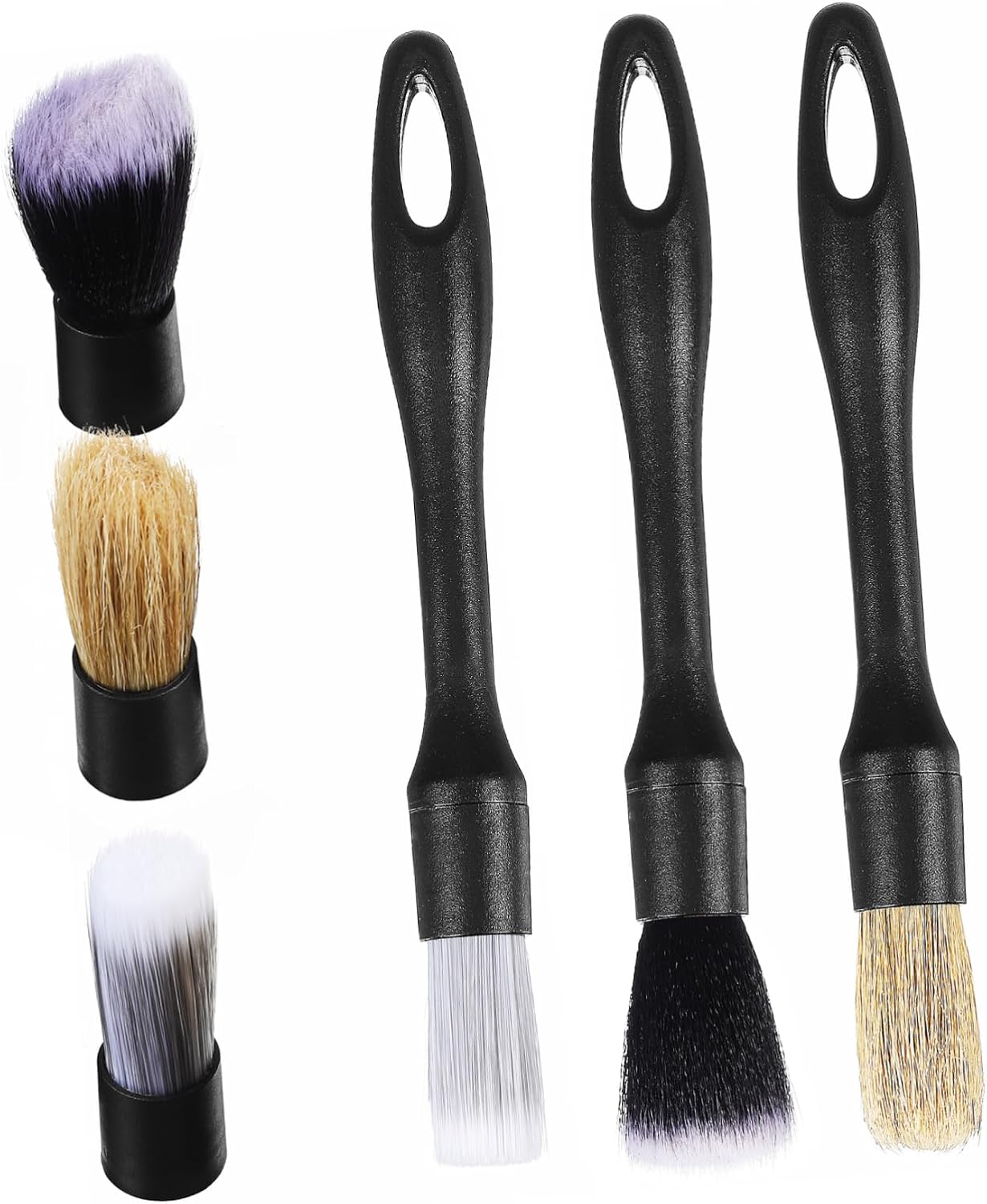 Car Interior Detailing Brush Kit Set with Replacement Brush Heads for Efficient Cleaning of Air Vents Seats and Dashboard Portable and Durable Detailing Tools