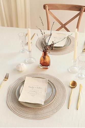 Miniatura 4 de Floroom Juego de 6 manteles individuales redondos trenzados de 15 pulgadas, lavables, resistentes al calor, de algodón, poliéster, para cocina, mesa