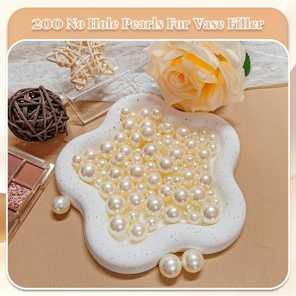 Floating Pearls for Vases, ABS Pearl & Crystal Mix(Off-White)