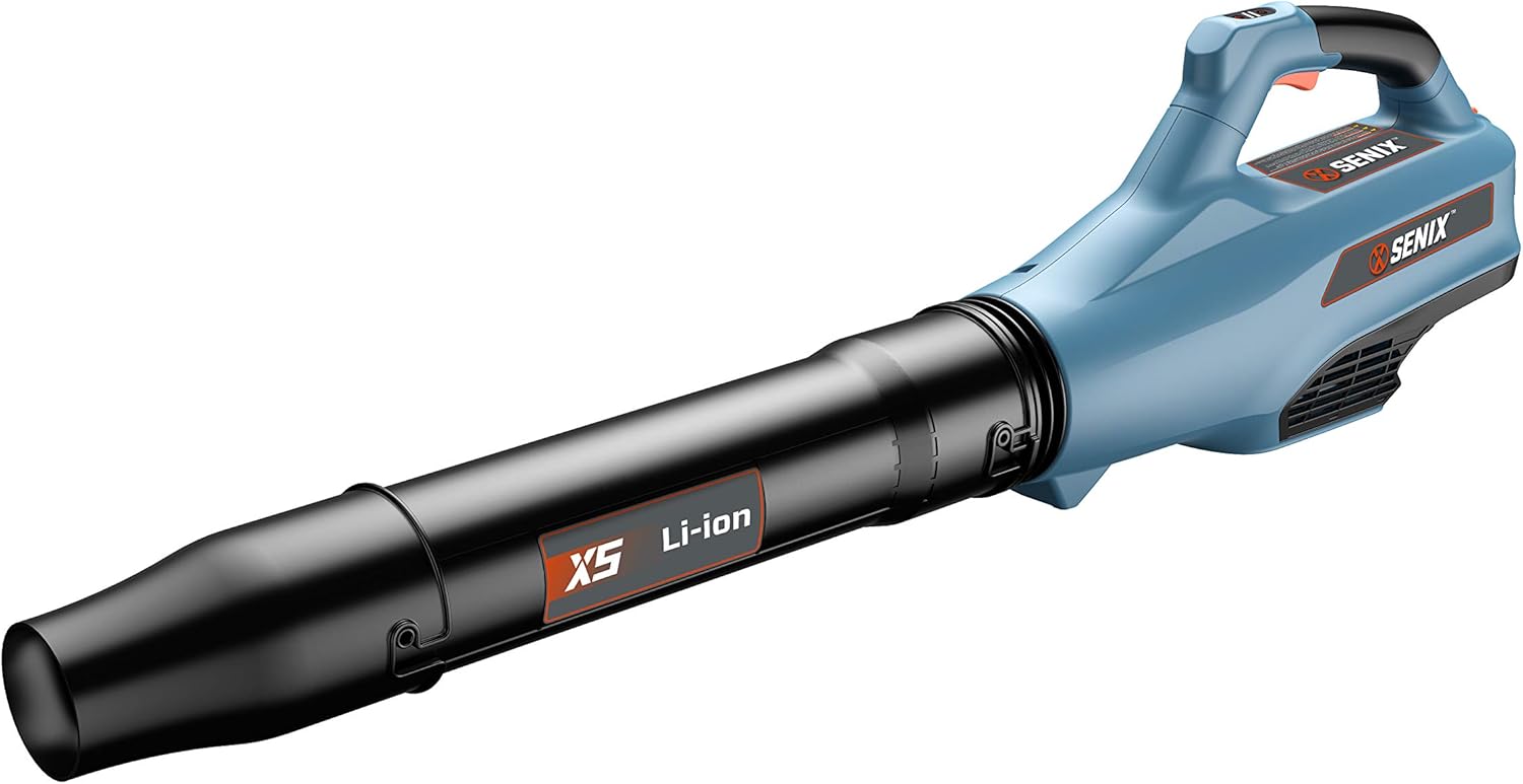 SENIX X5 58 Volt Max Handheld Cordless Leaf Blower with Brushless Motor, Up to 520 CFM and 129 MPH, 3 Speeds, Lightweight, Tool Only, Use with B25X5 Li-Ion Battery (BLAX5-M-0)