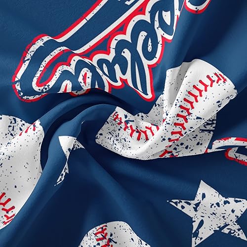 Miniatura 7 de QOOMO Edredón de béisbol 3D tamaño matrimonial, juego de edredón azul de béisbol para niños, juego de ropa de cama de 3 piezas con 2 fundas de