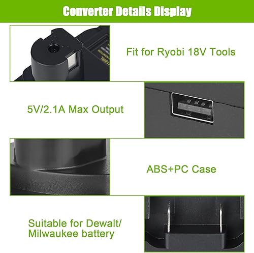 Miniatura 6 de JYJZPB Adaptador de batería DM18RL adecuado para batería Milwaukee de 18 V y para batería De-walt 20 V máx. Convertir a batería Ryobi de 18 V apto