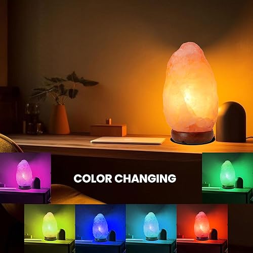 Miniatura 3 de Lámpara de mesa USB de sal rosa del Himalaya 100%/lámpara cambiante de color para regalo/decoración casera/oficina