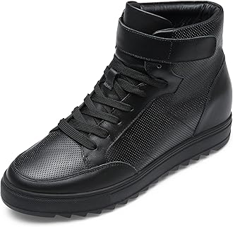 CHAMARIPA Mens Elevator Shoes High Top Fashion Sneakers Height Increasing Casual Sports Shoes Black 2.76 Inches Taller