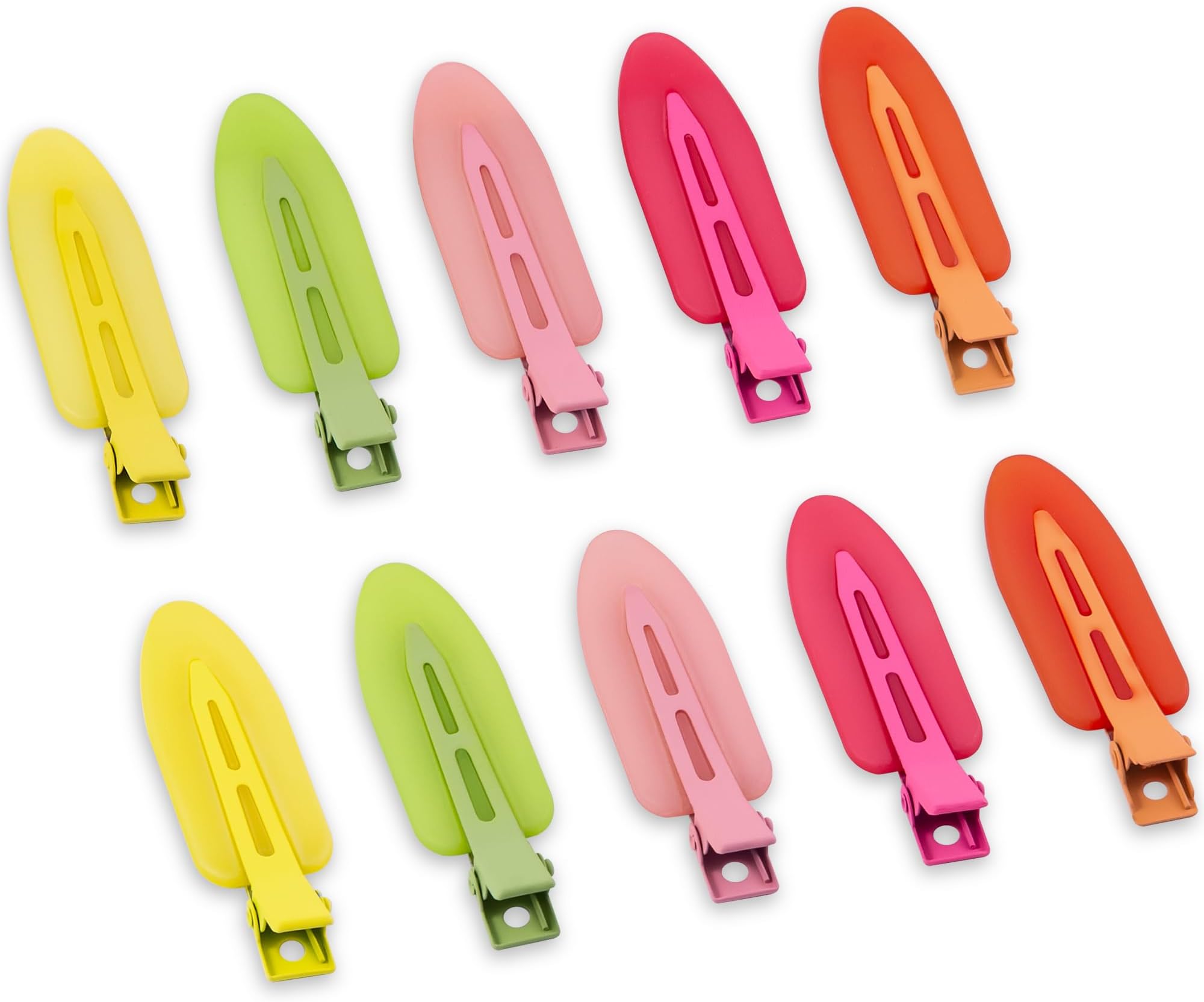 10 Pcs Creaseless No Crease No Bend Flat Hair Clips For Styling Non Slip Makeup Clips For Women Salon Hairstyle,Matte Green Pink Orange Yellow Rose Red