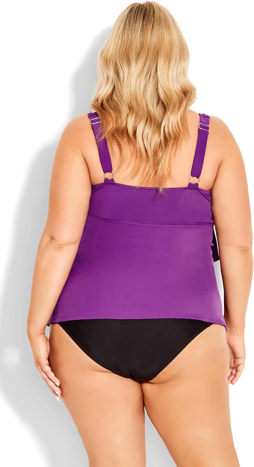 Avenue Women's Plus Size Ruffled Tankini Top