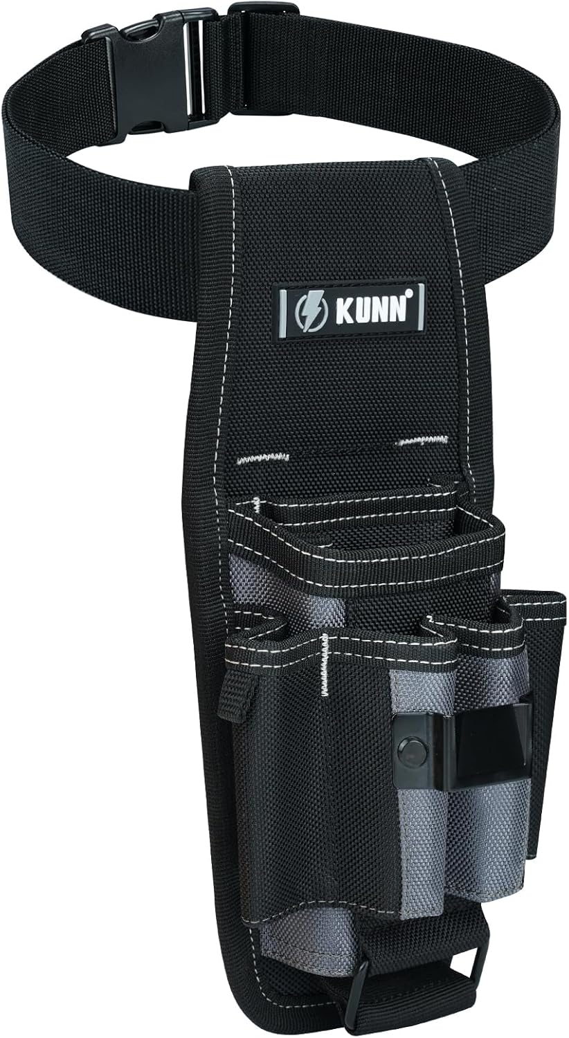 KUNN Small Electrician Tool Pouch with Belt Clip - 7 Pocket Heavy Duty Tool Belt Organizer | 1680D Ballistic Nylon, Adjustable Holster for Technicians, HVAC, Plumbers & DIY - Image 7