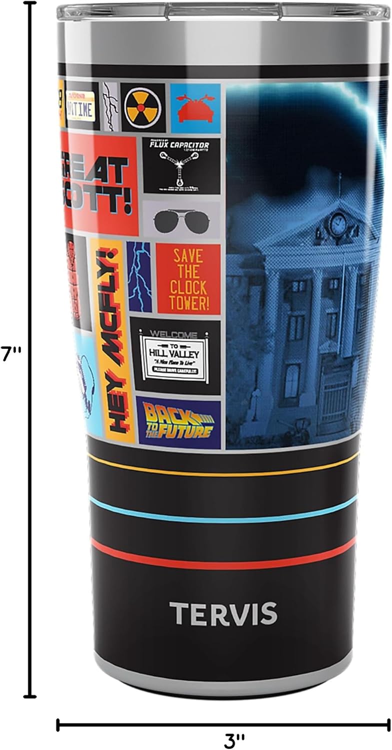 Tervis Traveler Back to the Future Triple Insulated Tumbler Travel Cup Keeps Drinks Cold & Hot, 20oz, Stainless Steel - Image 9