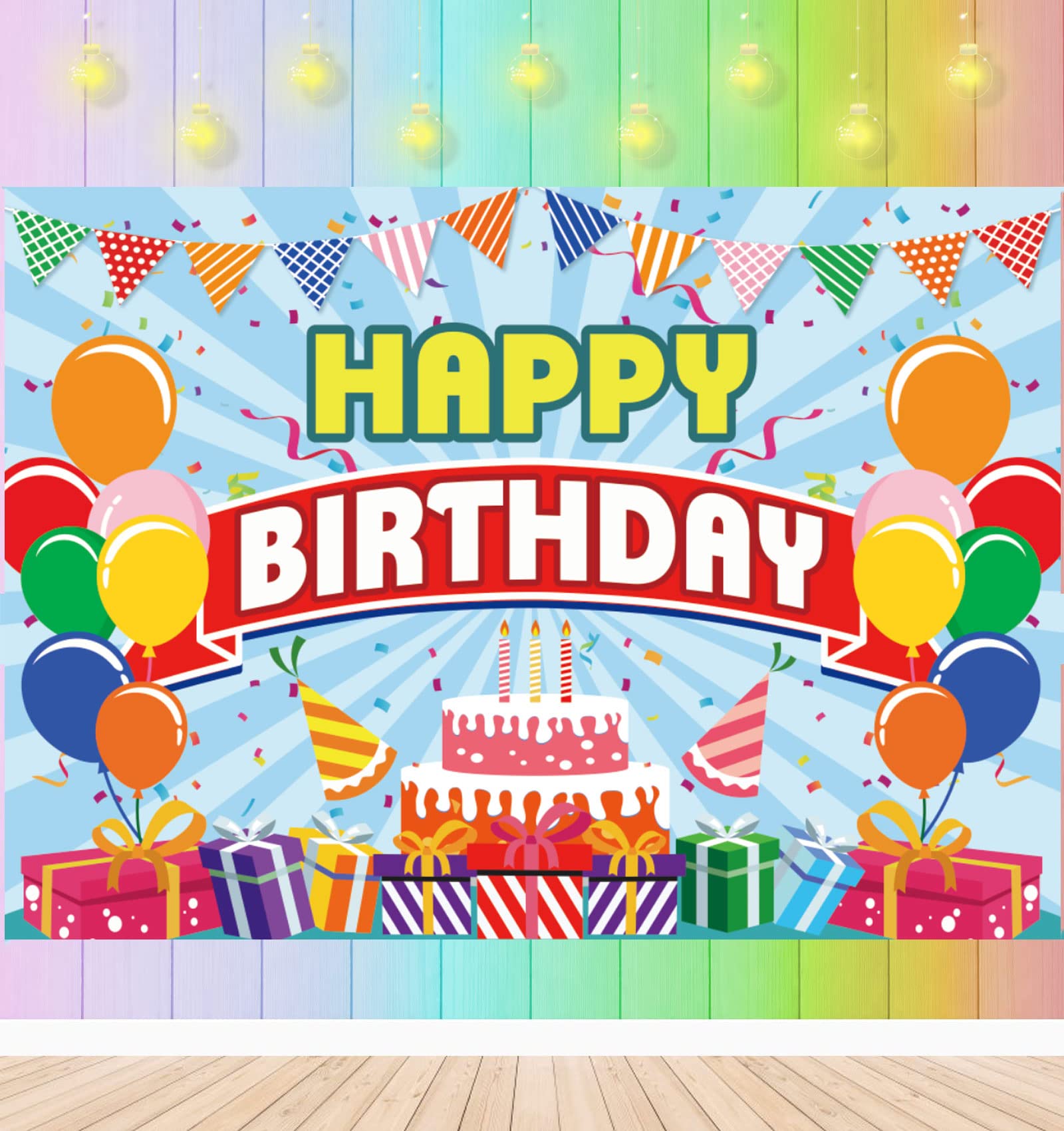 Large Happy Birthday Backdrop Banner For Girls – 43x71 Inch, Colorful Party Decor, Indoor Outdoor Yard Sign