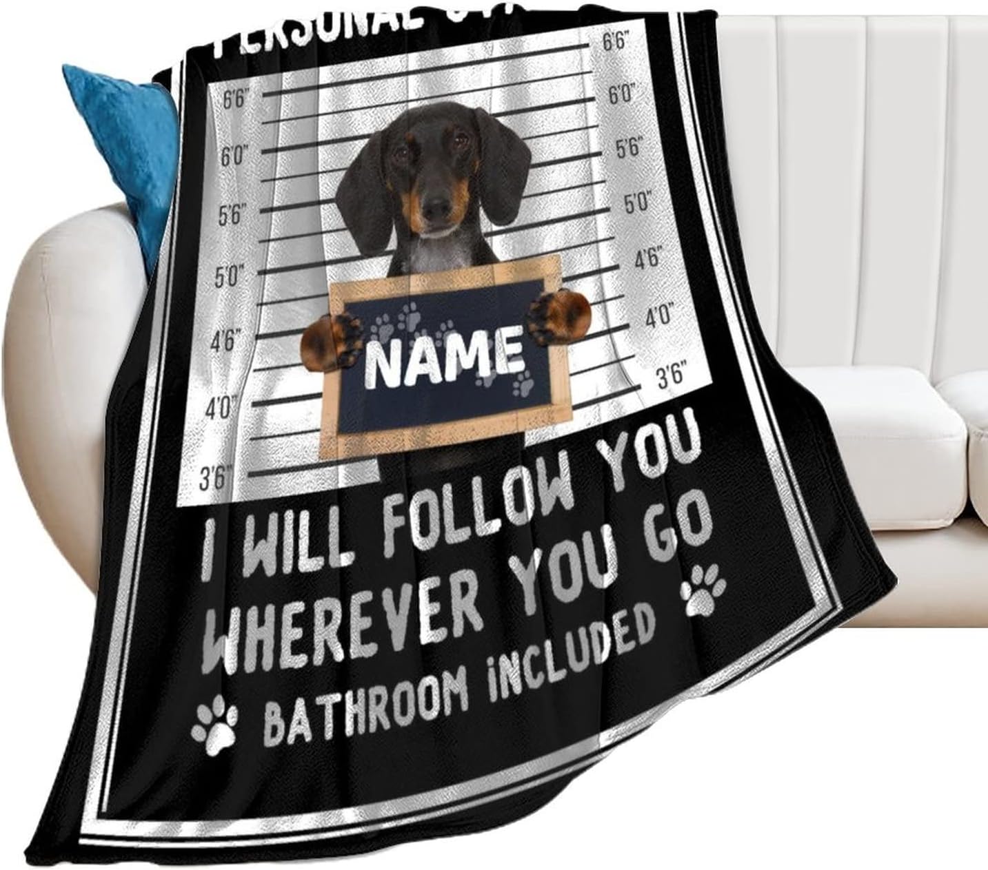 Personalized with Name Kids Blanket - Soft, Lightweight & Warm - 60x50 Inches Dachshund Throw Blanket for Bed, Couch - Cute Dog Themed Throw Blanket Gifts for Teens, Boys & Girls