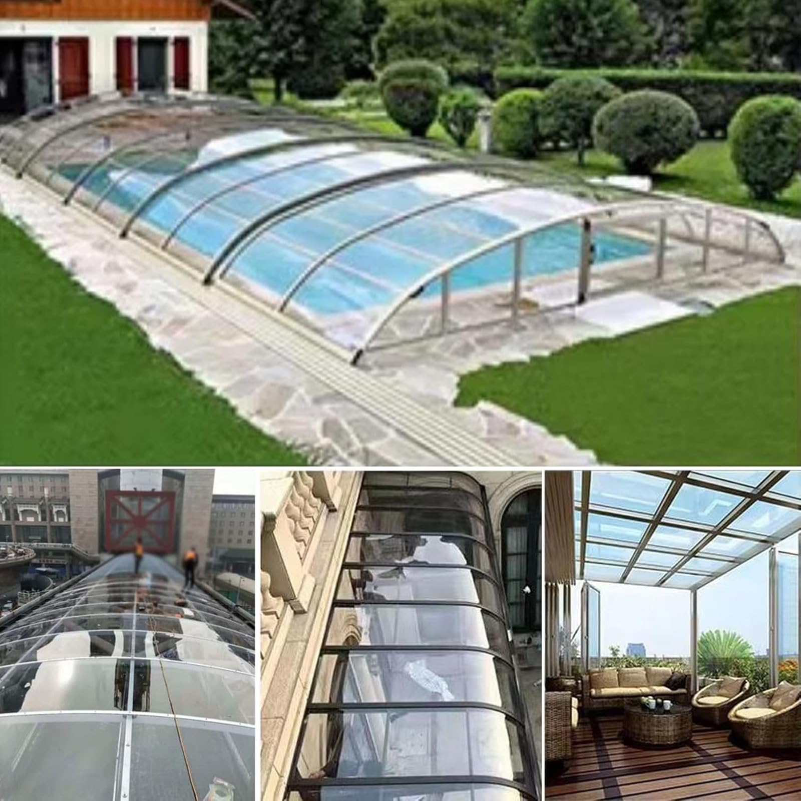 Placas de Invernadero Lámina de Policarbonato Transparentes Planchas de Cubiertas,Paneles de Techo,Tejadillo de Protección contra Sol y Lluvia,Marquesinas Exterior para Jardín (1m x 5m)