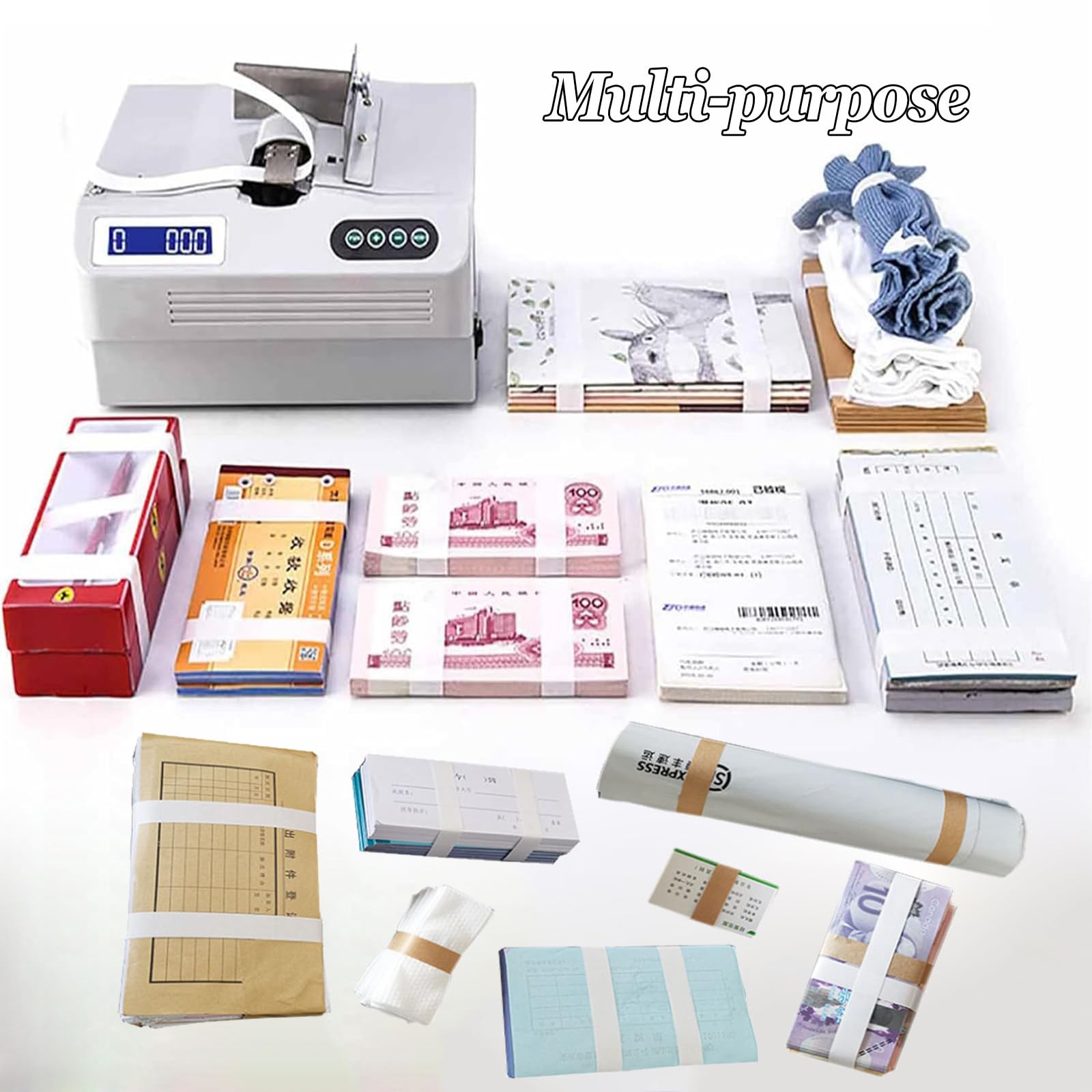 Confezionatrice automatica denaro,efficiente macchina automatica per impacchettare banconote con schermo LCD per professionisti finanza e cassieri - Velocizza gestione del contante