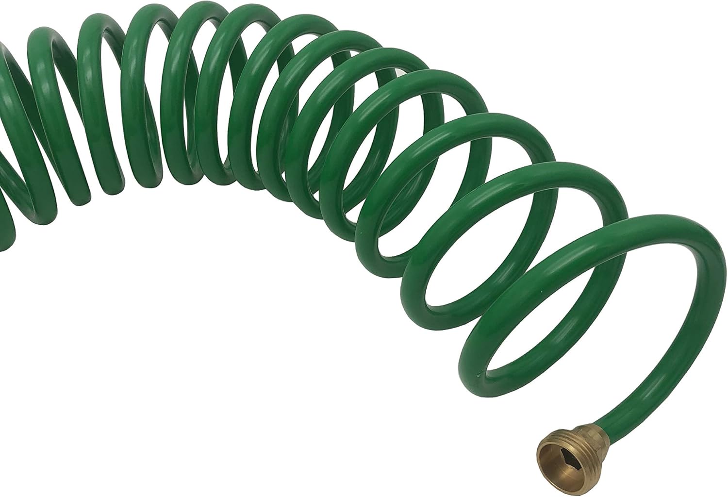 Powertech EVA Recoil Garden Hose, Green, 25 FT with Brass Connectors, 1 Pack