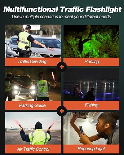 Miniatura 6 de RoadHero Paquete de 2 linternas LED multicolor de 12 pulgadas para control de tráfico, 4 colores en 1, luz de señal de seguridad para versión