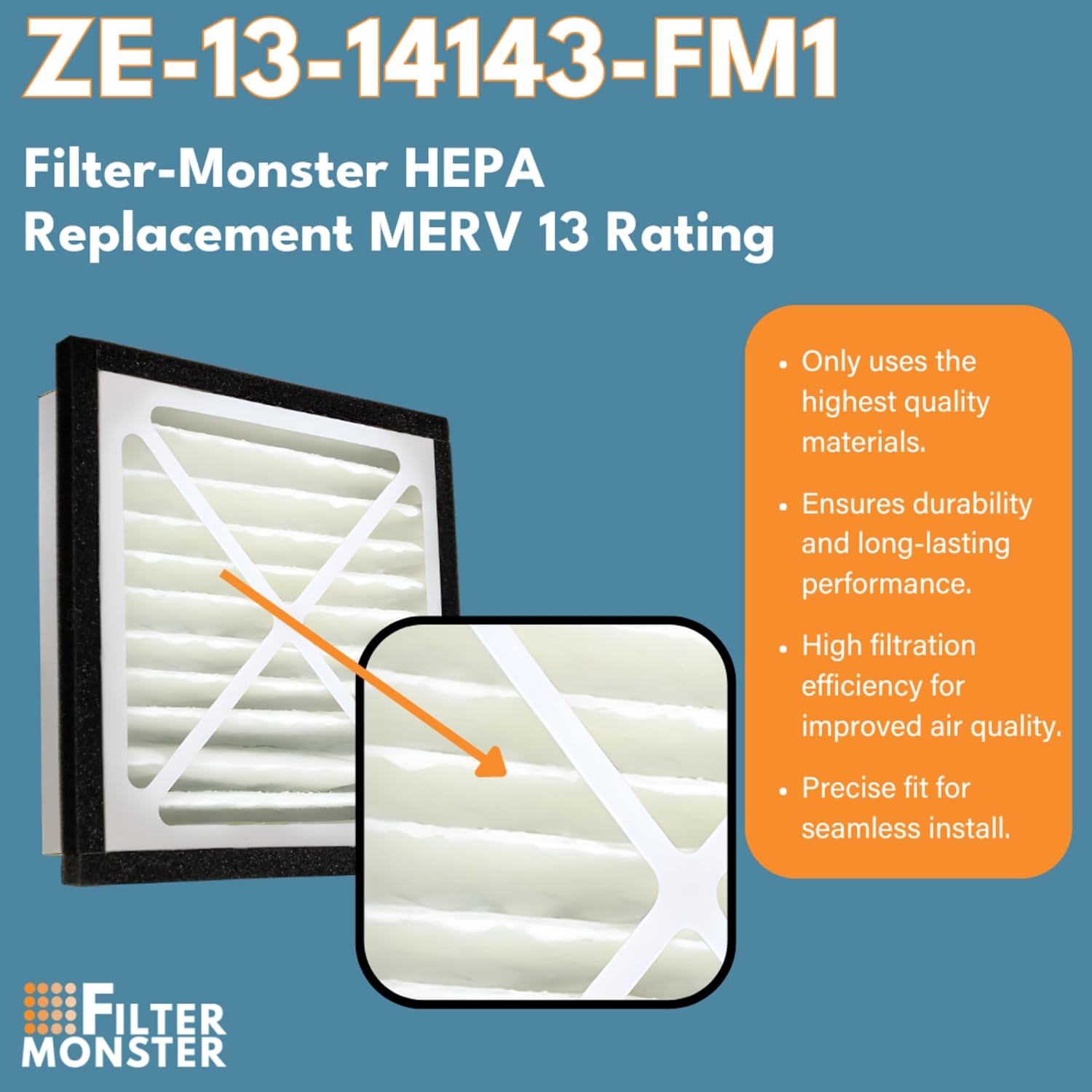 Filter-Monster - Replacement MERV 13 Bundle - Compatible with Zephyr VGF Series 14x14x3 Whole Home Return Air Grille Filter, 2 Pack Replacement Bundle