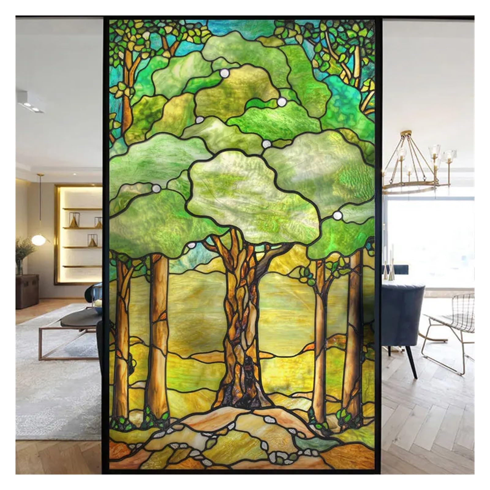 Window Film Colorful Stained Frosted Glass Film Modern Art Geometry Pattern Window Stickers Opaque Self-adhesive Home Decor Privacy(G,50x120cm)