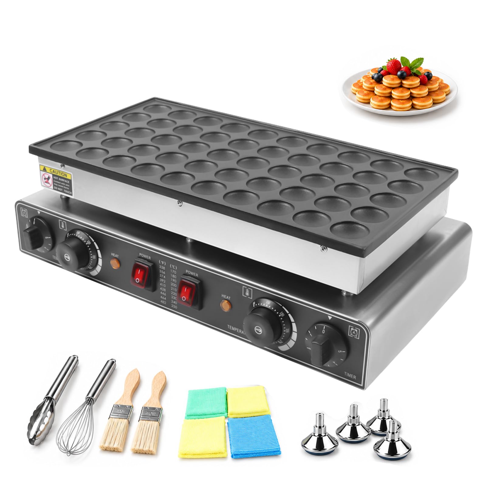 Mini crêpière pour gastro, 50 cavités, 1700 W, minuterie, 50-300 °C
