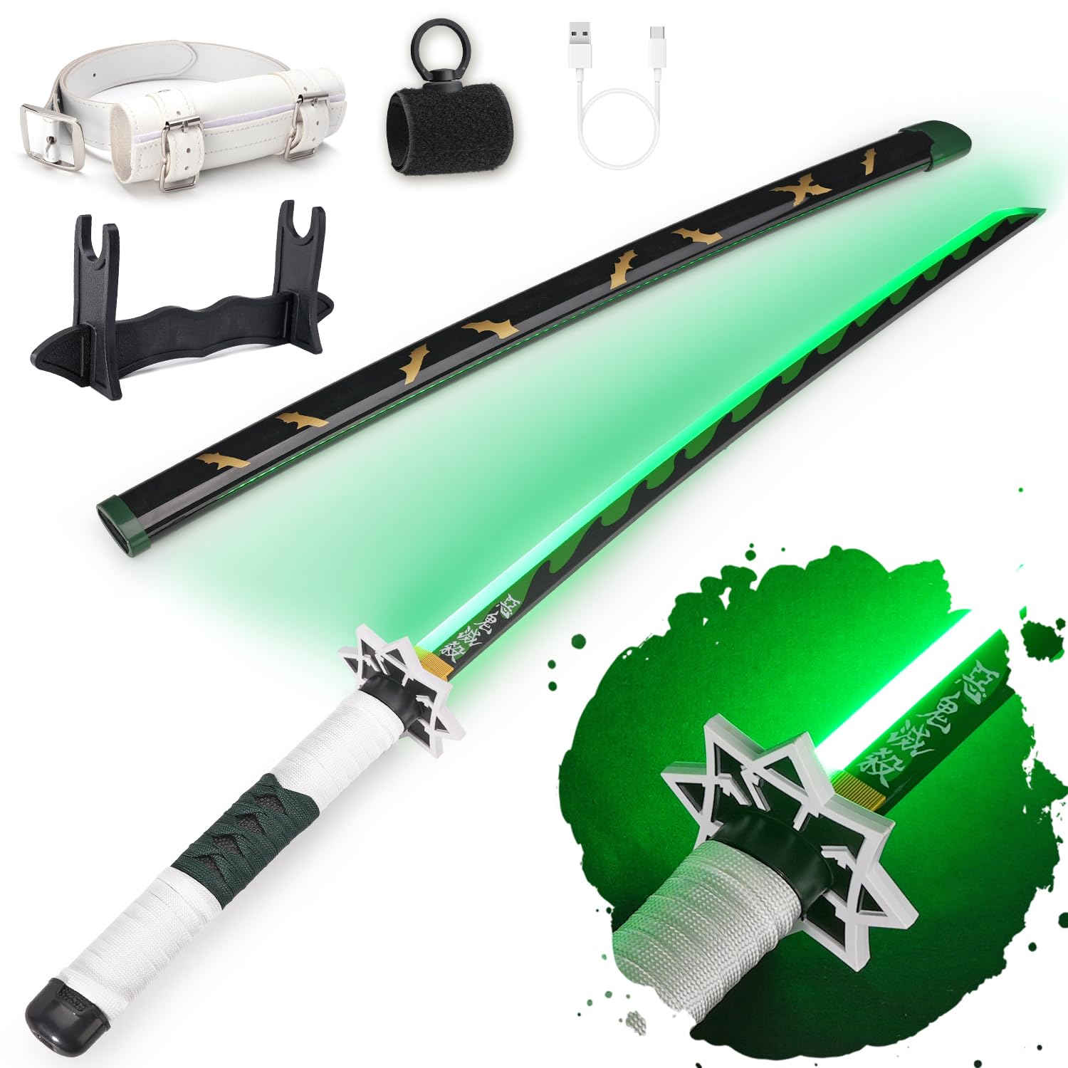 RENGENG Light Up Sanemi Sword, 40 Inches Rechargeable Plastic