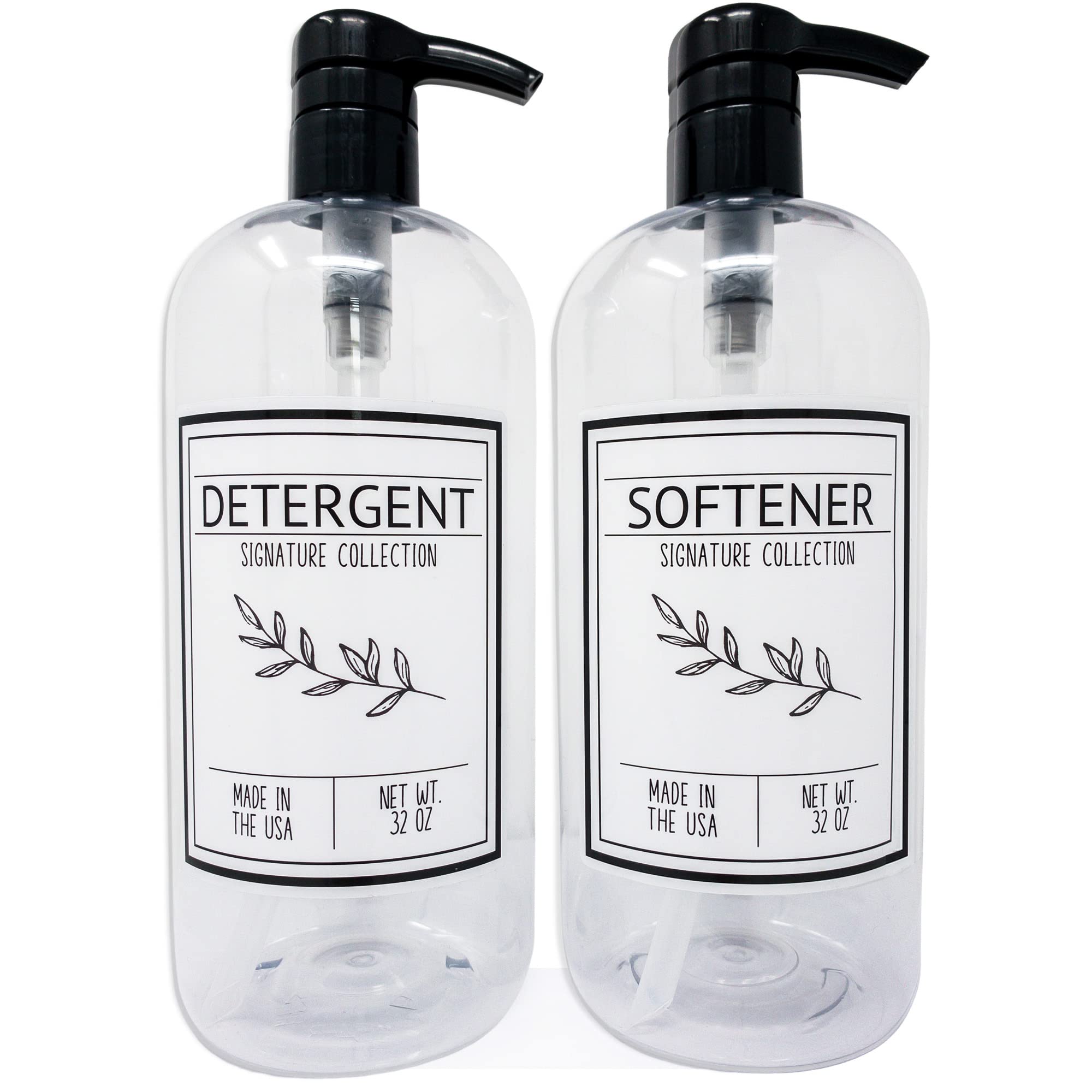 Buy Laundry Detergent Dispenser For Laundry Room 32oz Plastic Bottles, Black Pumps Set