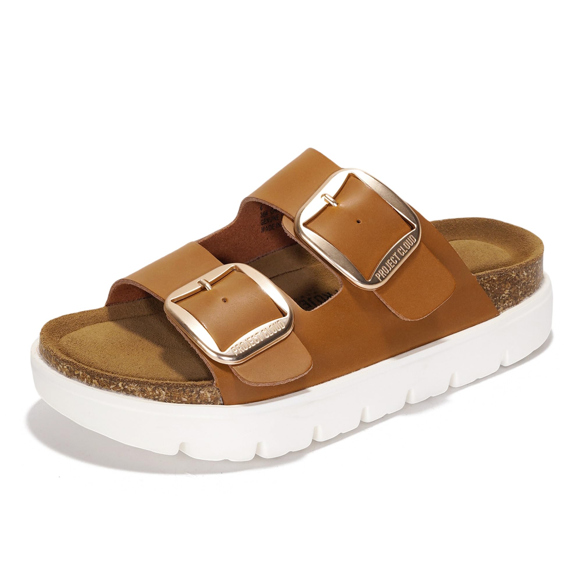 Project Cloud 100% Genuine Leather Platform Sandals Women (Greecechunky) | Wedge Chunky Sandals for Women Memory Foam Insole Cork Footbed Women Sandals Lightweight Non Slip Comfortable Casual Footwear