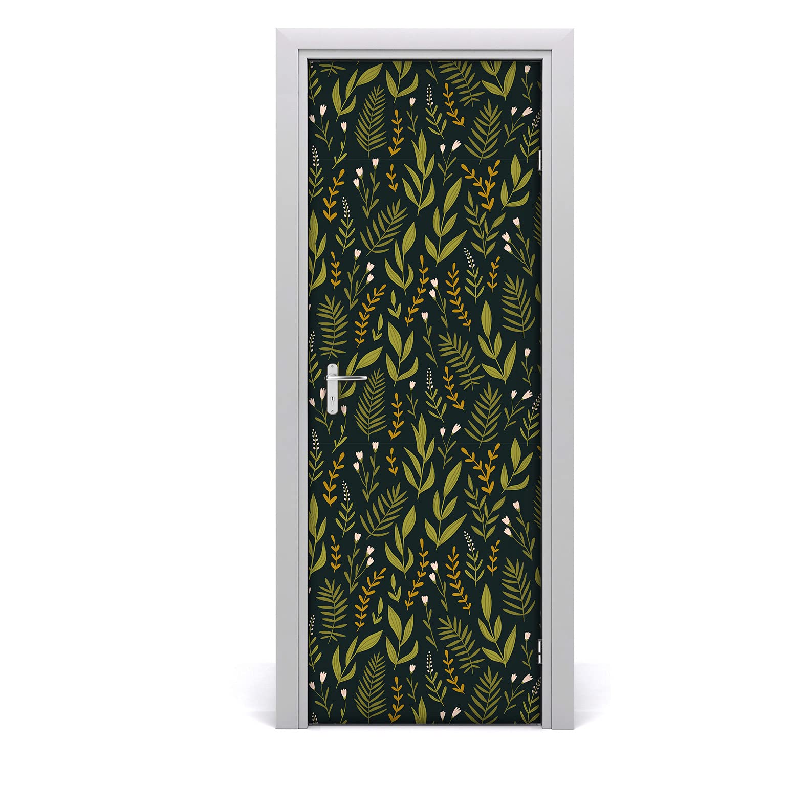 Papel pintado autoadhesivo para puertas con motivo de hierbas y plantas silvestres Ery 77x200