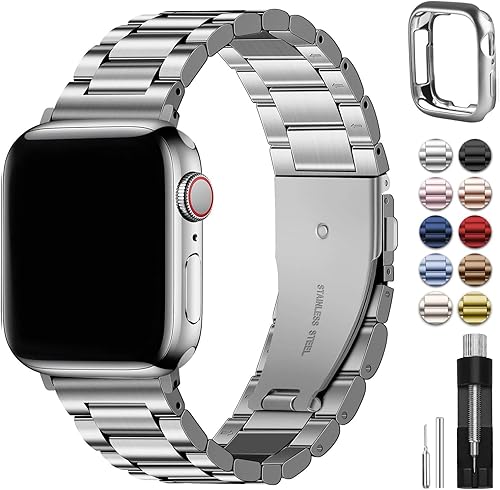 Fullmosa Correa de metal compatible con correas de Apple Watch de 41mm 40mm 38mm, correa para iWatch con funda para Apple Watch Series 9, 8, 7, 6,