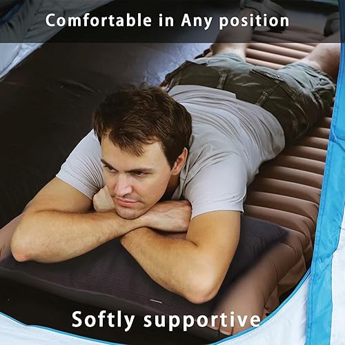 Miniatura 4 de MOON LENCE Paquete de 2 almohadas de campamento comprimibles con funda lavable y bolsa de transporte, almohada rellena de felpa para senderismo,