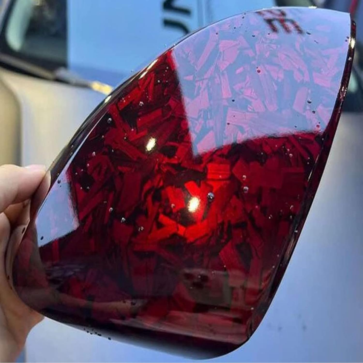 Red Forged Gloss Carbon Fiber Car Vinyl Wrap Roll Air Release Adhesive Film Decal Sheet DIY