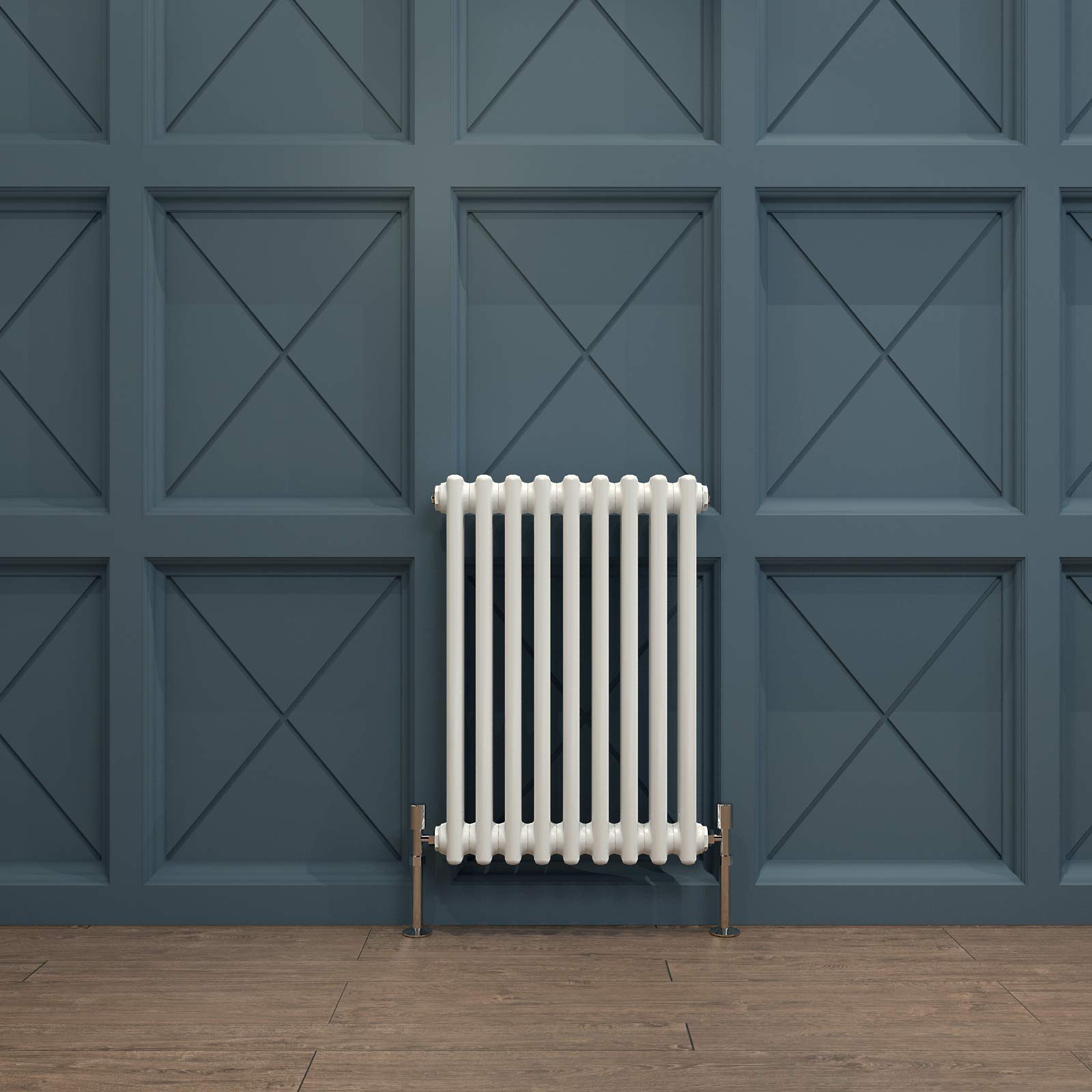 Acezanbleā£2 Column Radiator, Horizontal 600mm White Wide Low Tradiontal Cast Iron Style Radiator Centre Heating for Window Hallway