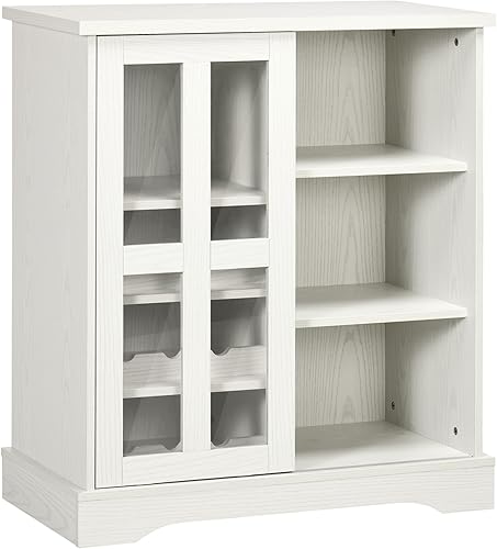 Miniatura 1 de HOMCOM Moderno gabinete de buffet con puerta corrediza, gabinete de bar de vino con almacenamiento, gabinete de almacenamiento de cocina con