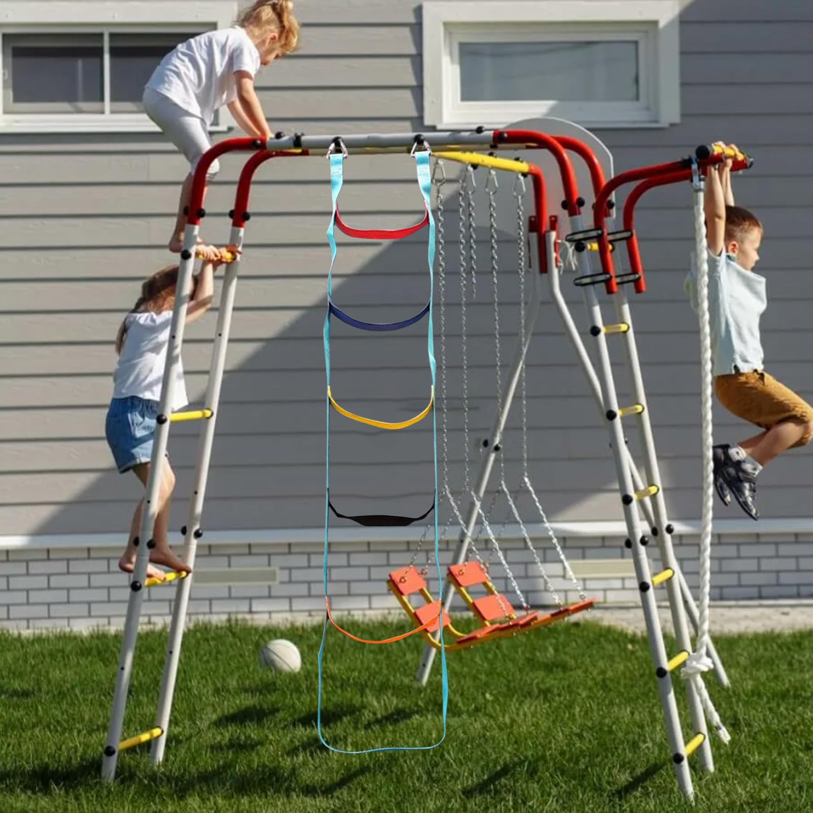Escalera de cuerda para trepar árboles de 6.5 pies | Cuerda de escalada de acero resistente para niños | Escalera de árbol oscilante para jugar al aire libre, aventura y diversión