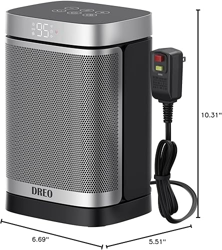Miniatura 10 de DREO Calentador de espacio para baño e interior, calentador portátil, calentador de cerámica PTC, seguro y silencioso de 1500 W, termostato digital
