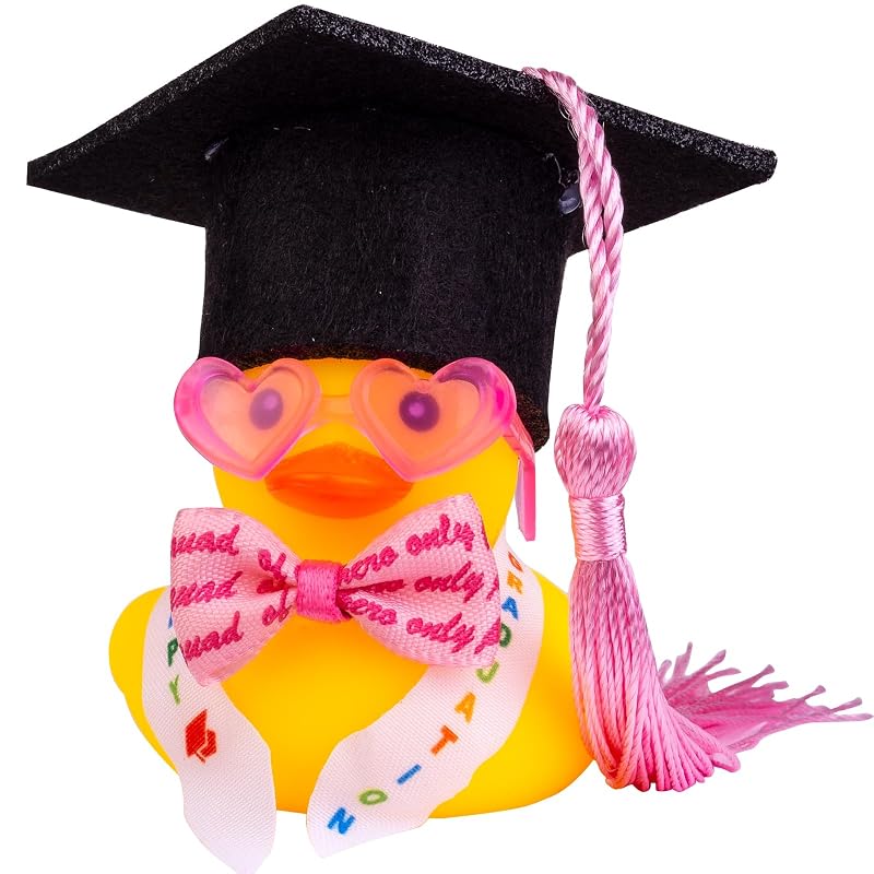 Pato de Borracha Decorativo para Painel do Carro com Tema de Formatura CoFuBcad H20-bow-love Glasses_pink