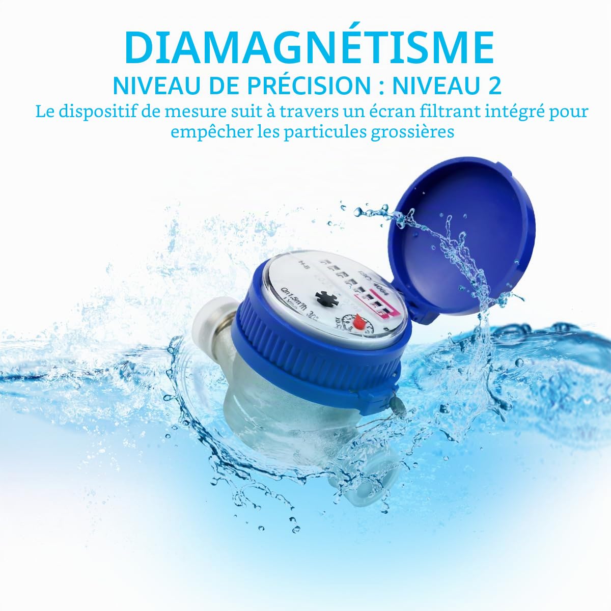 Compteur d'eau de jardin 1/2", horloge à eau froide calibrée, compteur de robinet avec accessoires de montage et couvercle de protection,pour usage domestique, jardin, 0-40℃ 1,5 m³/h