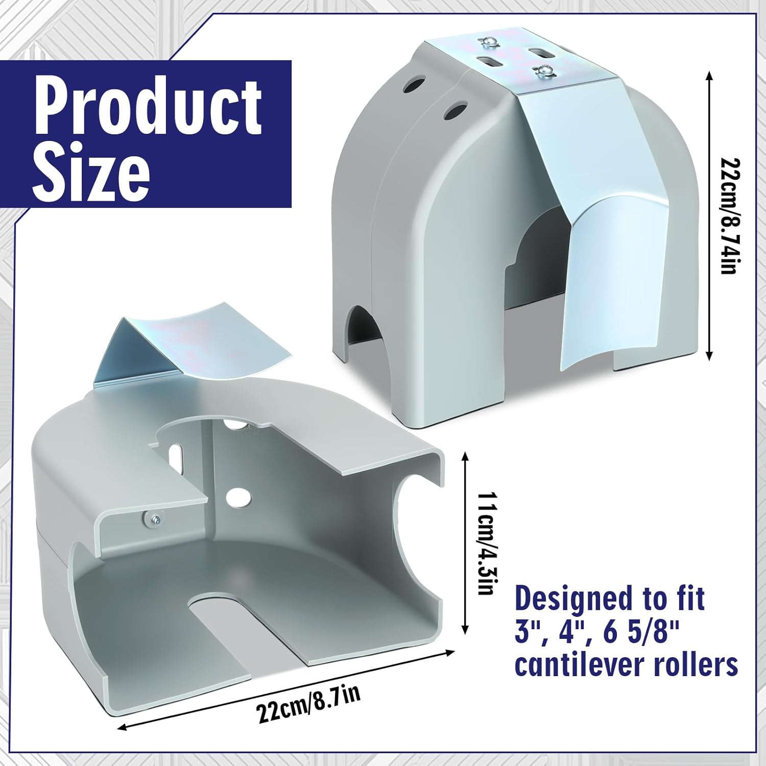 4 Pack Cantilever Gate Rollers Poly Cover with Bracket Universal Gate Cover fit 3", 4", 6 5/8" Cantilever Rollers Chain Link Fence Sliding Hardware Kit
