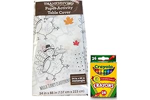 Thanksgiving Coloring Disposable Tablecloth with Crayons