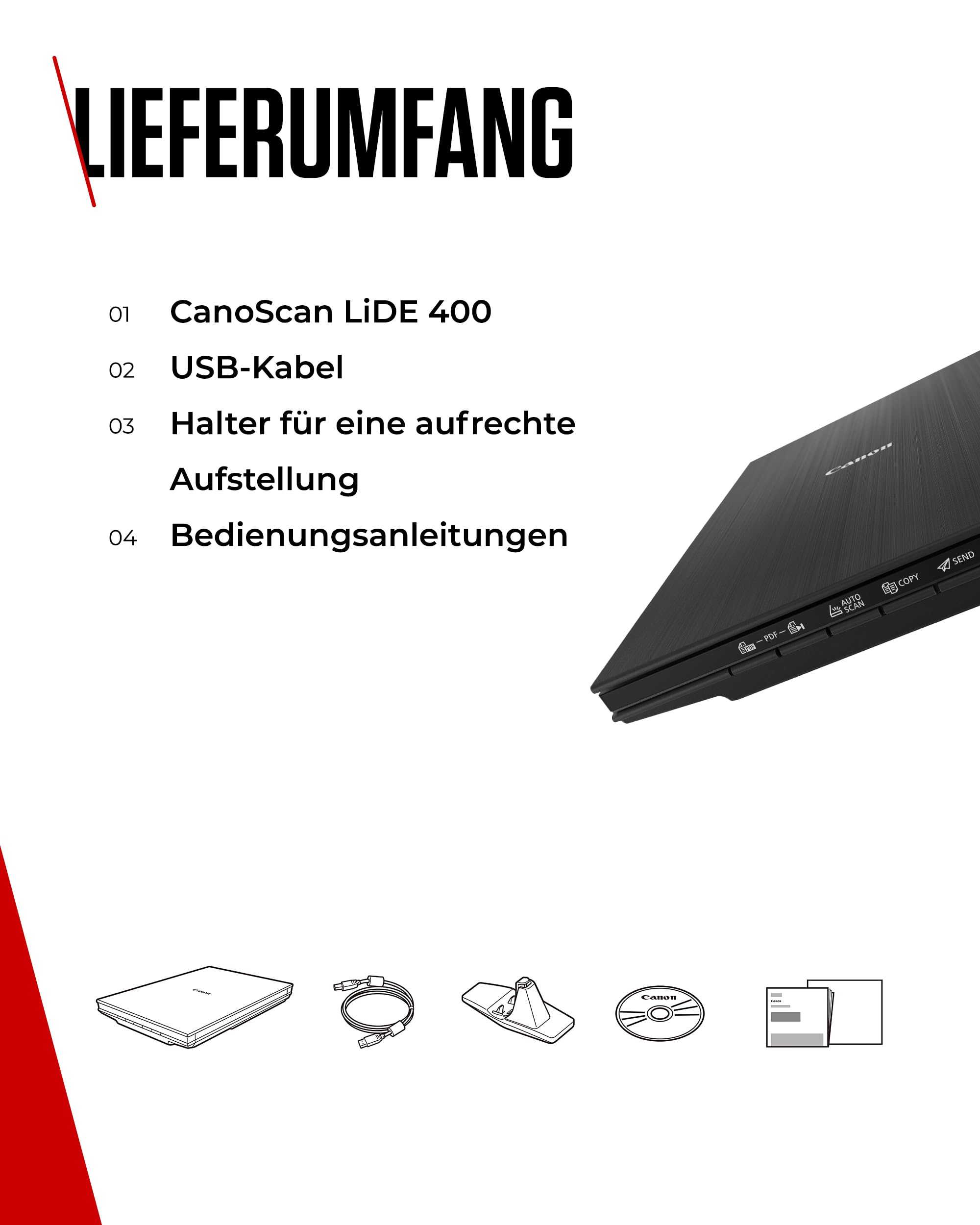 Canon Lide 400 Scanner A4-Flachbett CIS 4800x4800 DPI USB schwarz