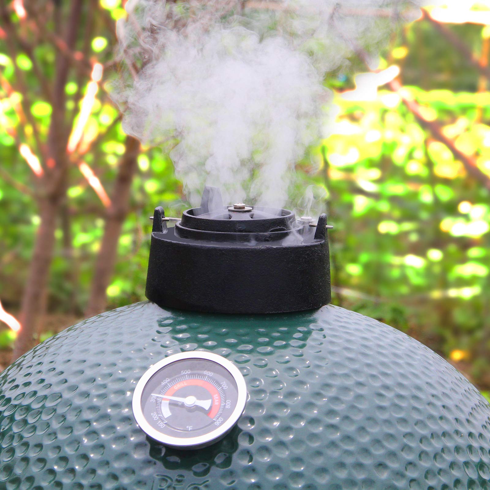 KAMaster Cast Iron Chimney Cap for Big Green Egg Daisy Wheel Large