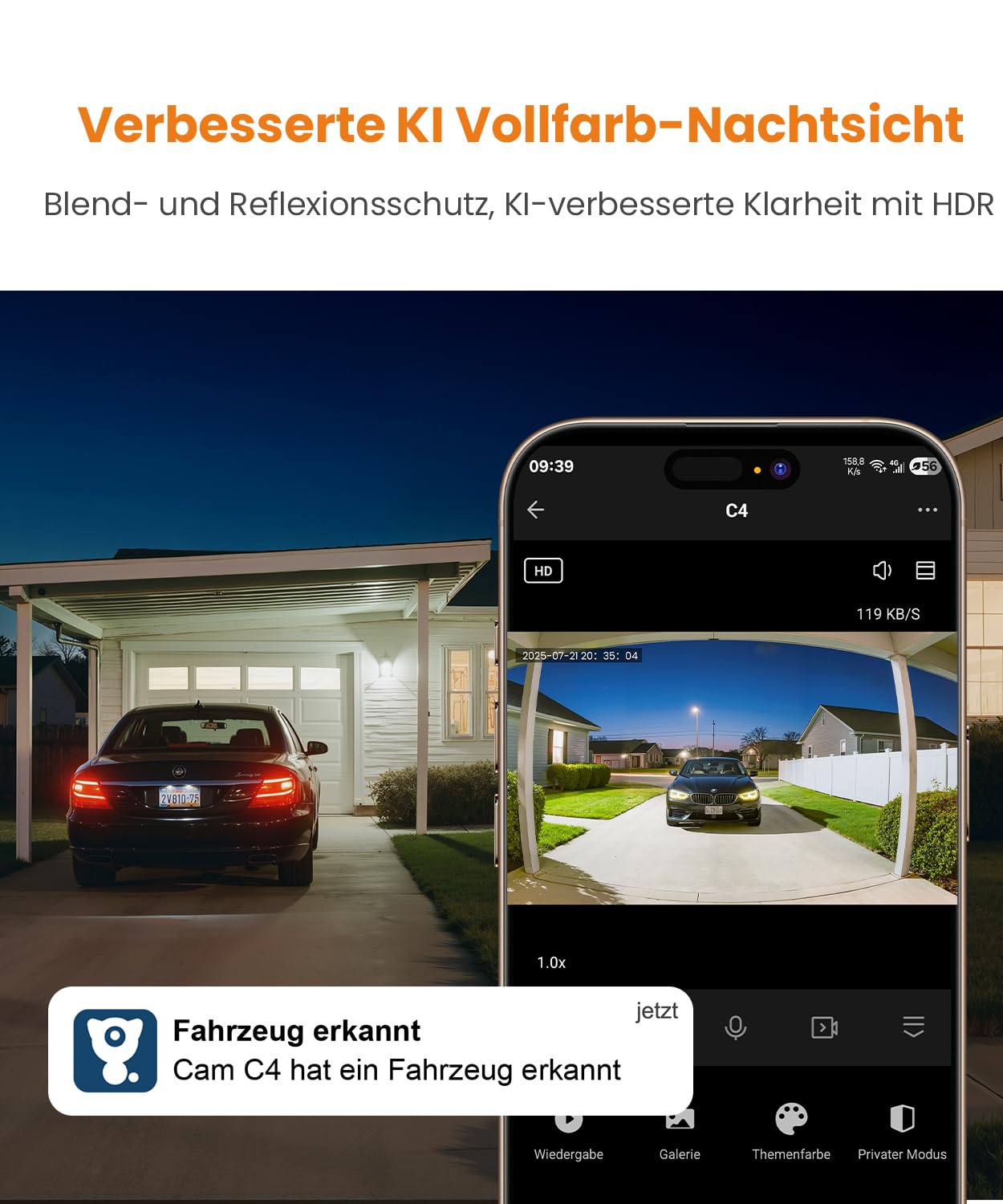 3MP 2K Fensterkamera Innen - 2,4 GHz & 5 GHz WLAN Überwachungskamera mit KI-Farbnachtsicht, Cloud/SD Speicher & 24/7 Aufnahme, Personen-/Bewegungs-/Geräuscherkennung & Echtzeit-Benachrichtigungen