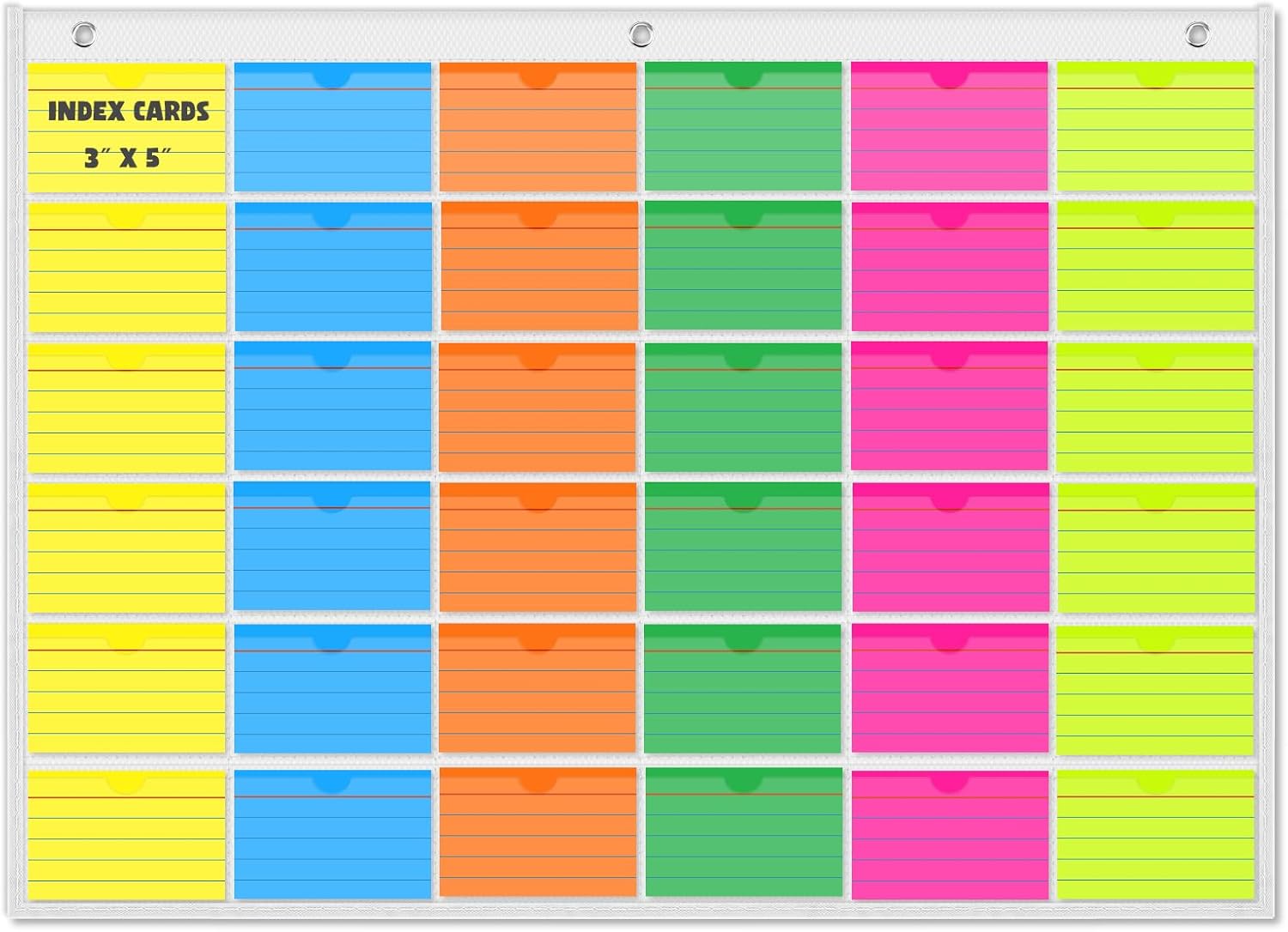 3″ x 5″ Index Card Holder Sleeve – 36 Card Slots Organizer for Office, Classroom, and Home – Pocket Chart Perfect for Studying, Workflow Tracking, Presentations, and Organization