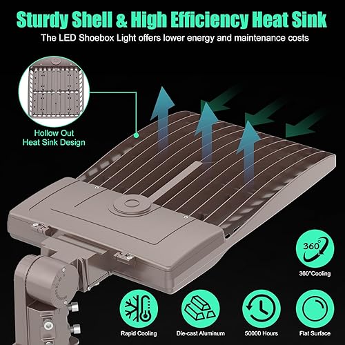 Miniatura 3 de Luz de poste LED de 480 V 320 W con soporte deslizante para estacionamiento, luces LED para caja de zapatos con certificación UL DLC 44800LM 5000K