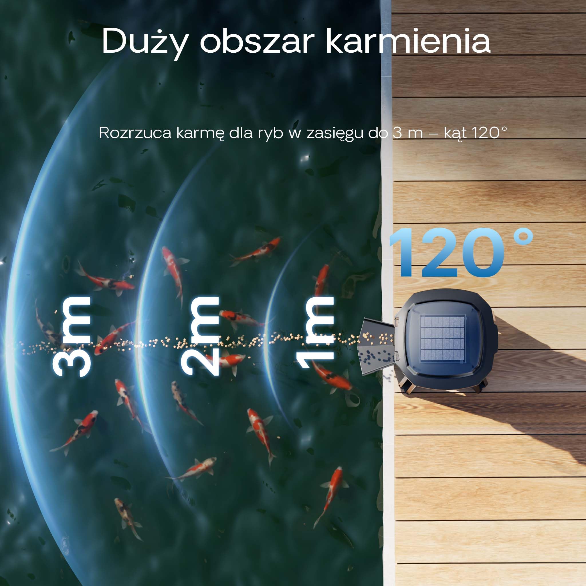 SunSun Automatyczny karmnik dla ryb CFF-206 z zasilaniem słonecznym, programowalny dozownik pokarmu dla rybek 6 l do oczek wodnych, stawów i hodowli