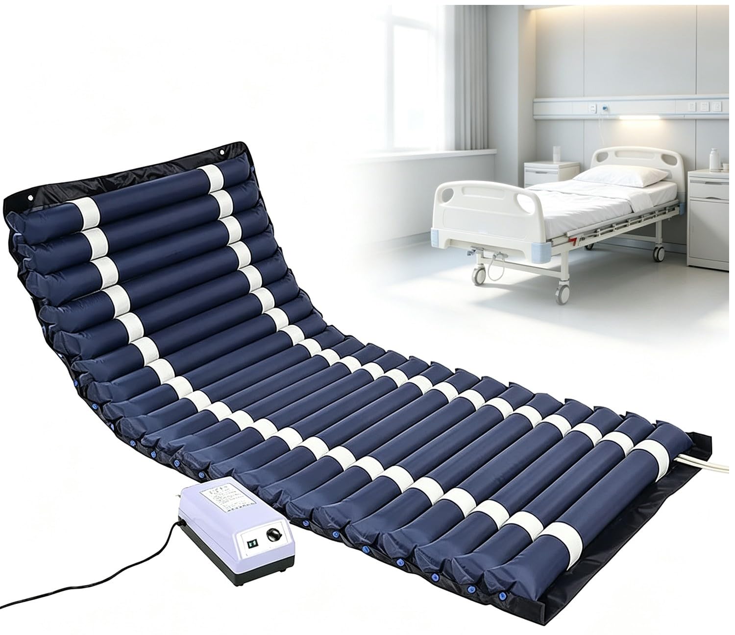Sistema De Colchón Antiescaras De Aire Alternante, Colchón Neumático con Control De Presión, Fabricado En PVC para Entornos De Cuidado Diario, Pacientes De Edad Avanzada 195×90cm