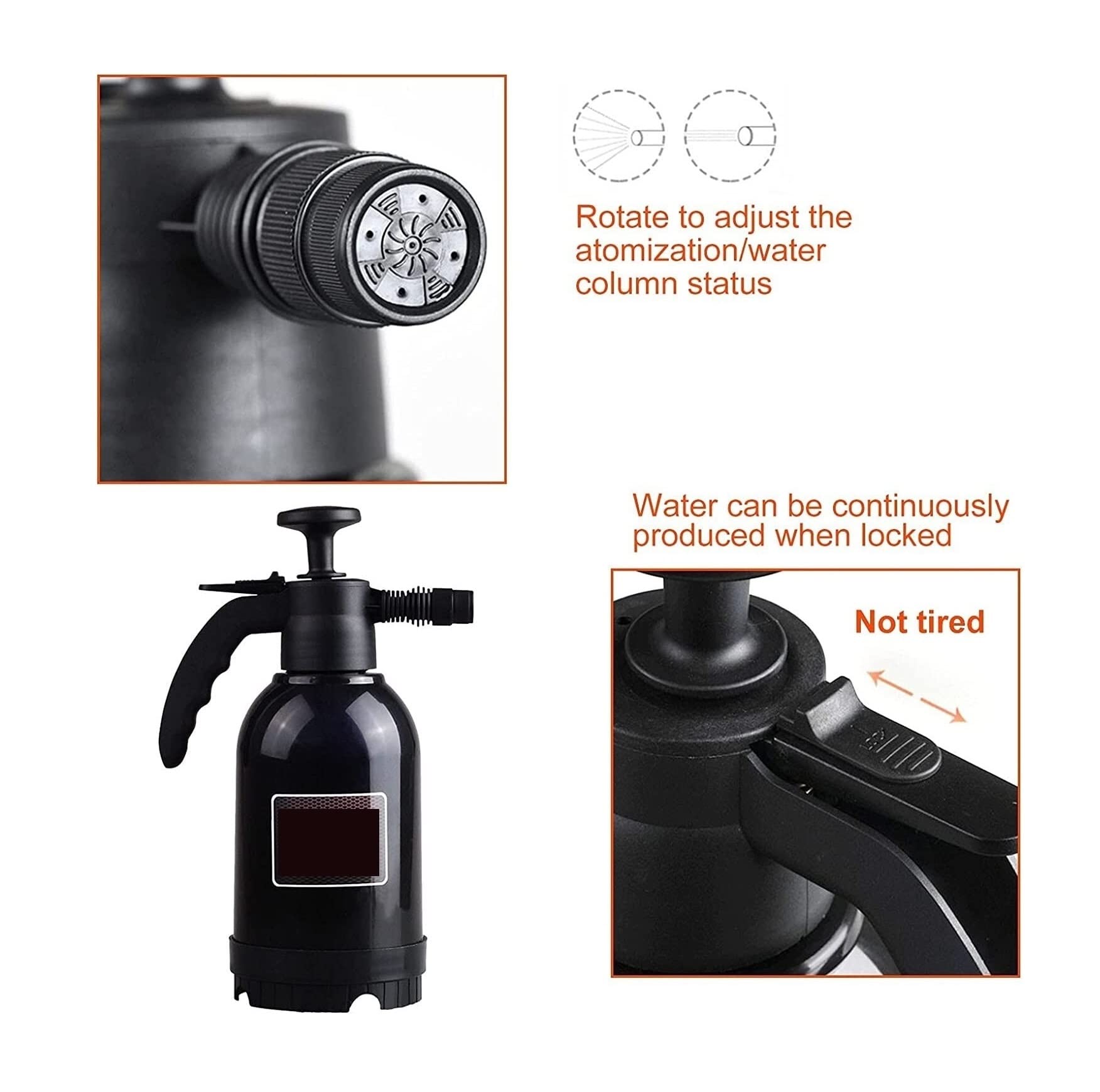 Regadera, Decorativa Moderna Bomba De Presión Manual 2L, Regadera Ajustable for Jardín, Plástico, Botella Rociadora Latas de Riego