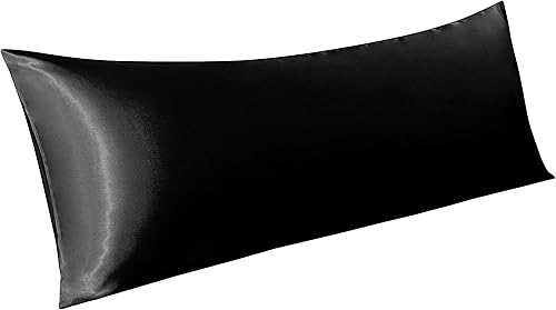 Vista 105 de BEDSUM Paquete de 2 fundas de almohada de satén de seda King para cabello y piel, suaves y lujosas, fundas de almohada con cierre de sobre, 20 x 36