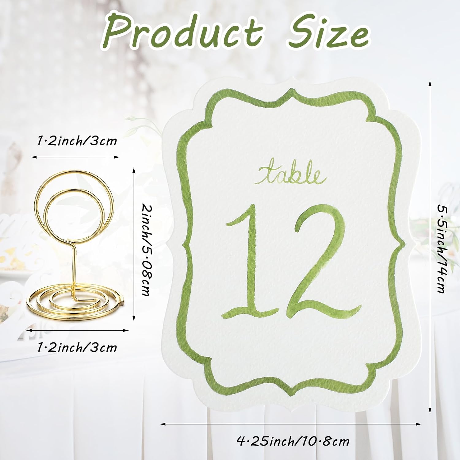 Eaasty 20 Pcs Watercolor Table Numbers 1-20 with Holders for Wedding, Green image 2