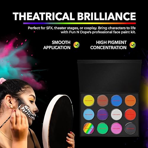 Miniatura 3 de Paleta grande de pintura corporal y facial, paquete de 12 unidades, 1.06 oz cada uno, kit profesional de pintura facial para adultos con múltiples