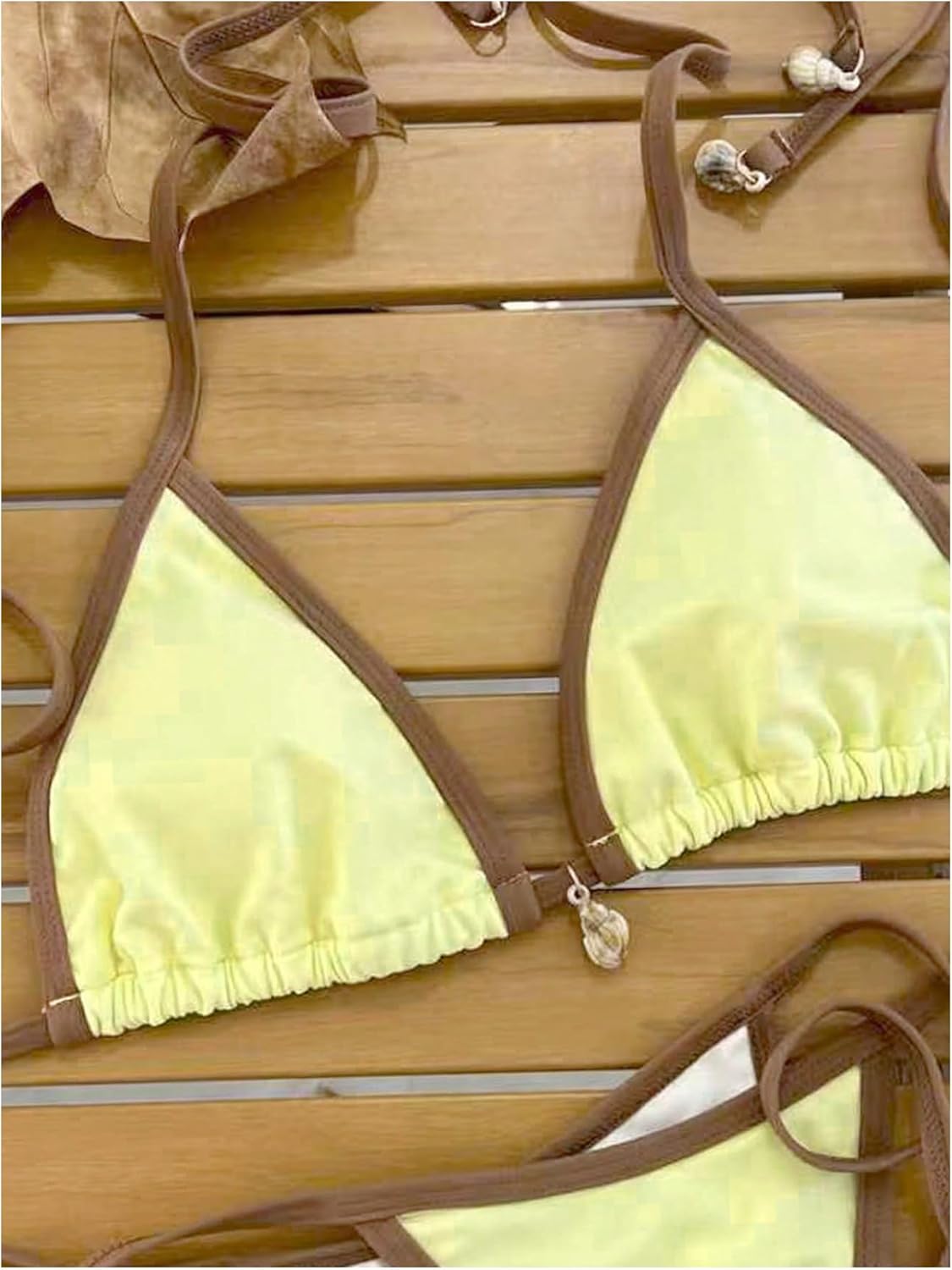 SOLY HUX Women's Halter Triangle Bikini Set Tie Side Thong String Swimsuit Summer Beach Two Piece Bathing Suit