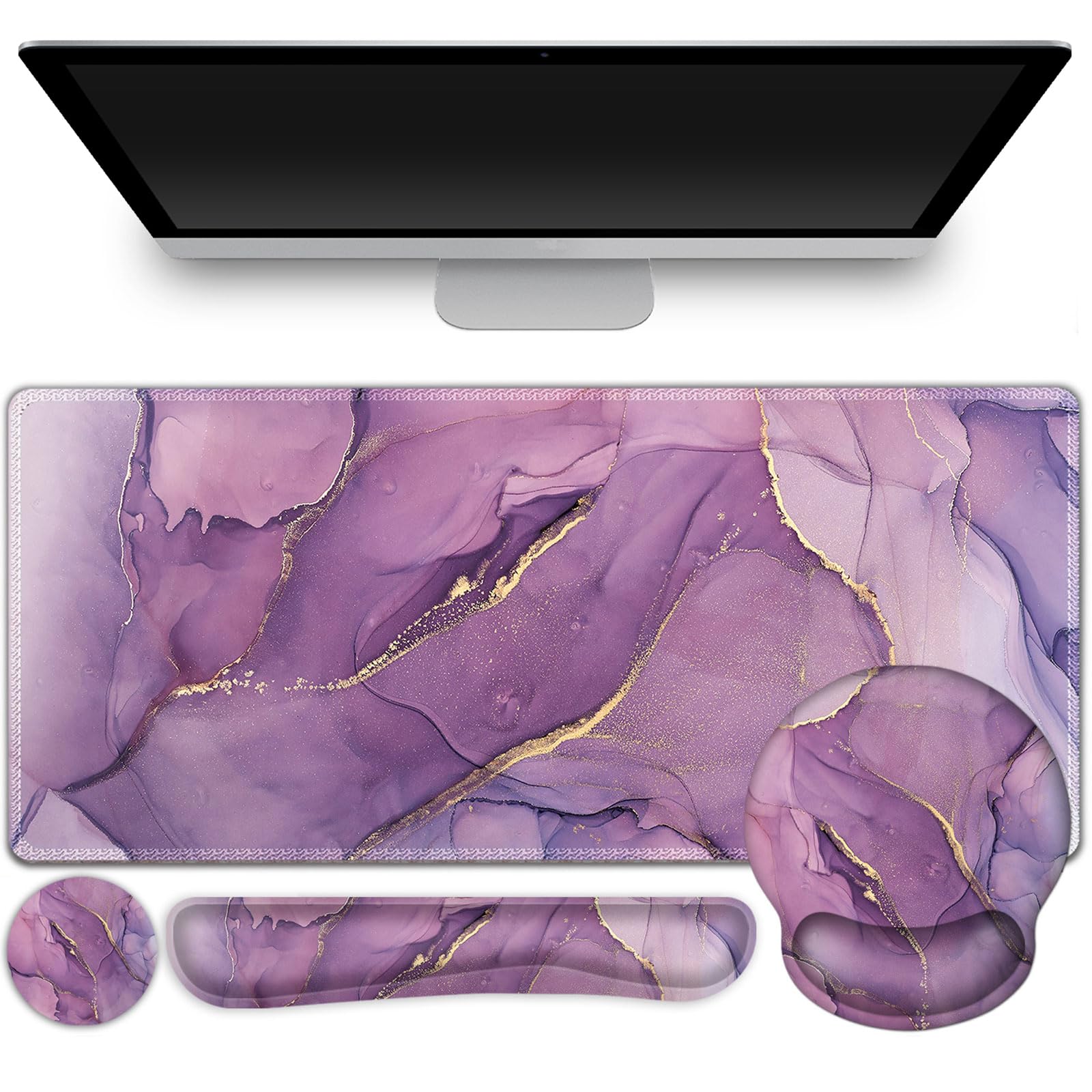 Amazon.com: ToLuLu Desk Mat, XXL Large Mouse Pad Wrist Support Set，4 ...